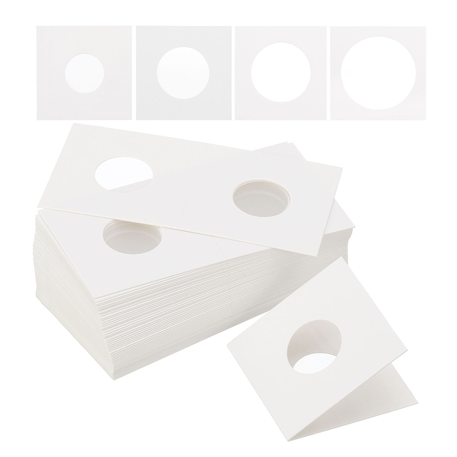 2x2 Coin Flips, 400 Pack 20.5/27.5/31.5/40mm Cardboard Coin Holder, White