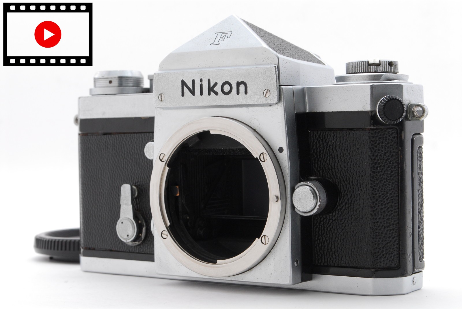 [Near MINT] Nikon F Eye Level Silver 35mm SLR Film Camera Body w/ strap JAPAN