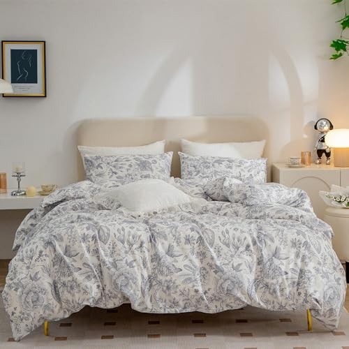 Floral Duvet Cover 3 Pieces Soft Breathable Microfiber Duvet Queen #6 Floral