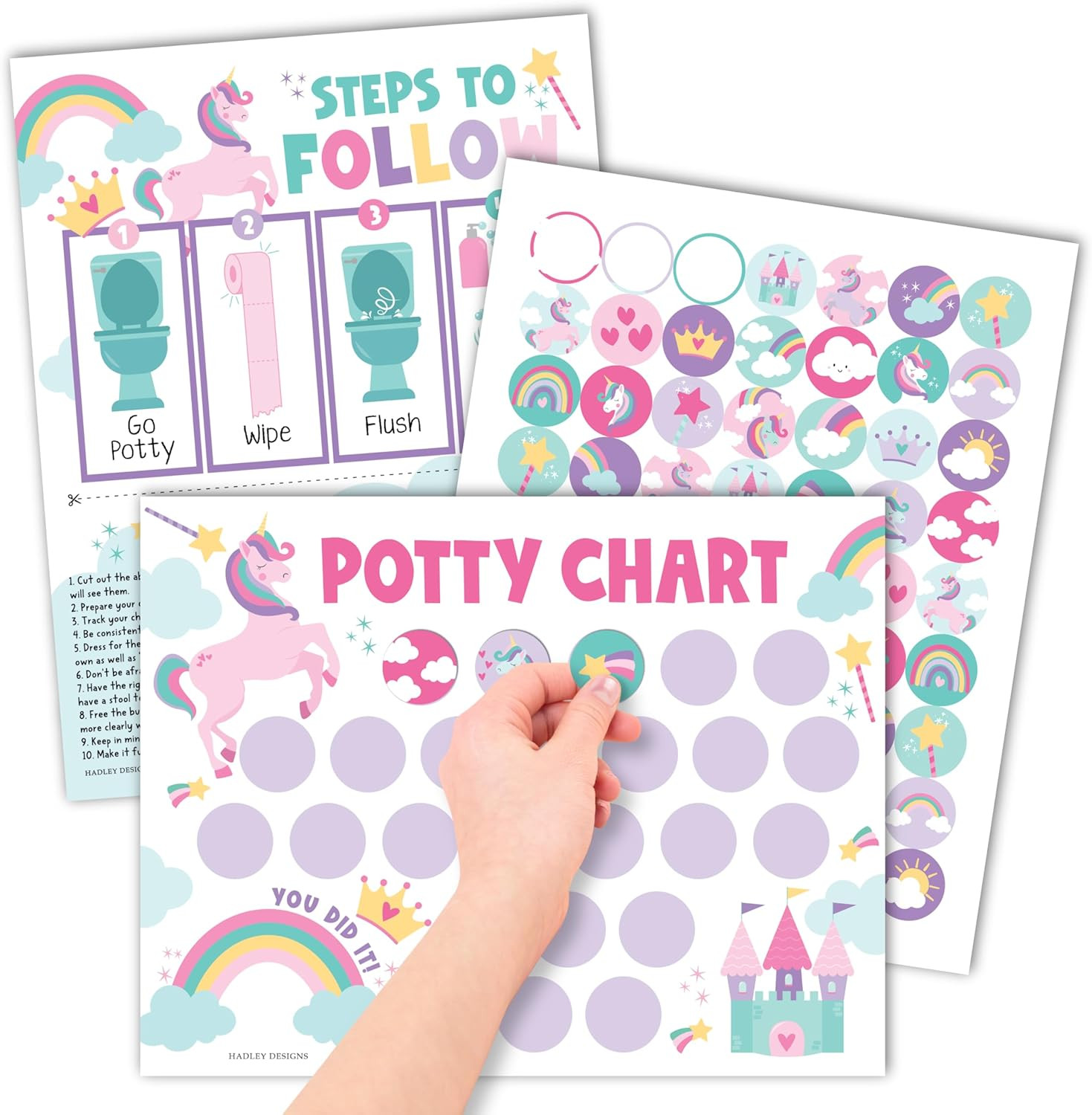 Potty Training Chart for Toddlers Girls -10 Sticker Potty Chart for Toddlers Gir