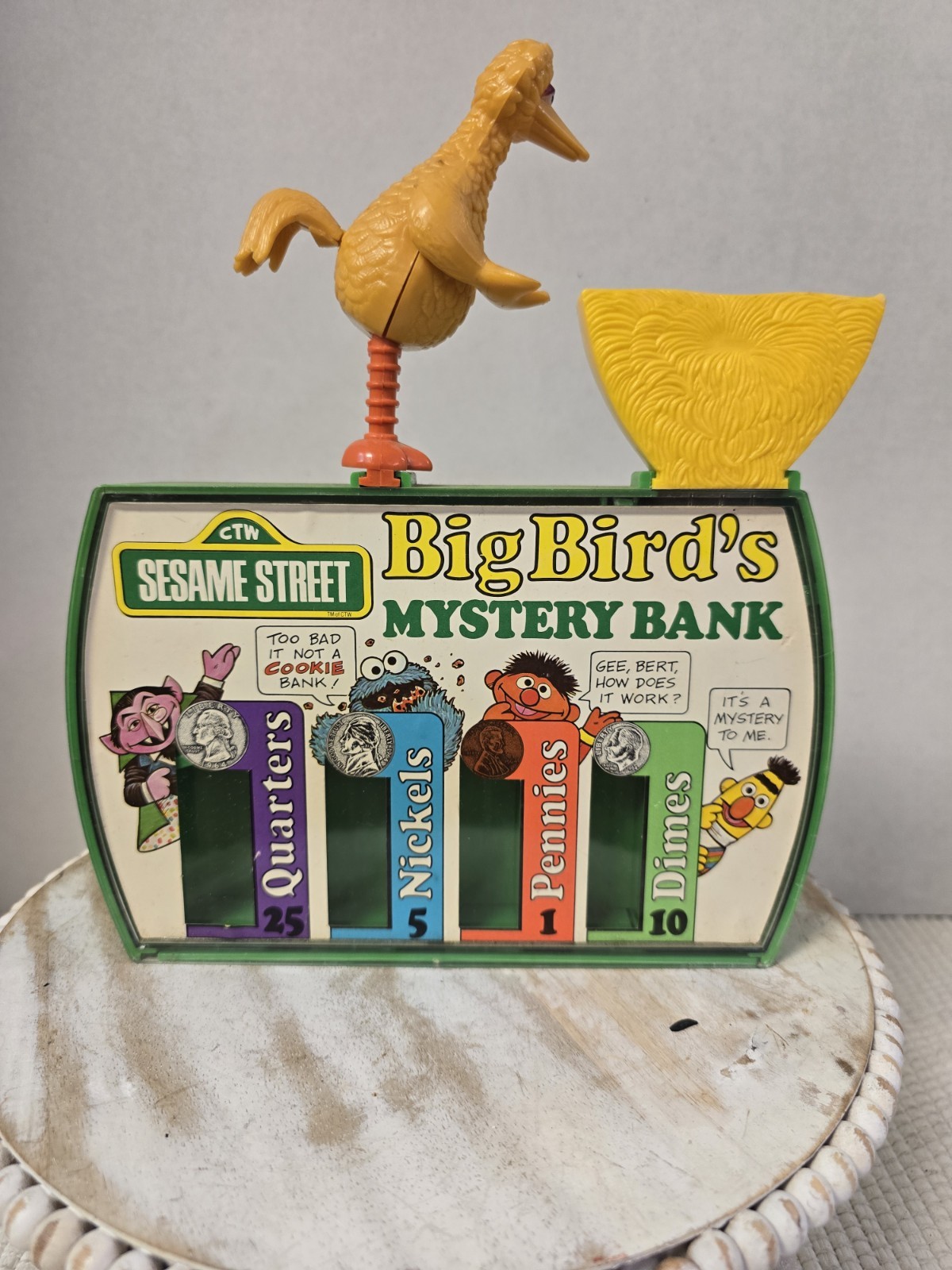 Vintage 1976 Sesame Street Big Bird’s Mystery Bank - Coin Sorting Bank