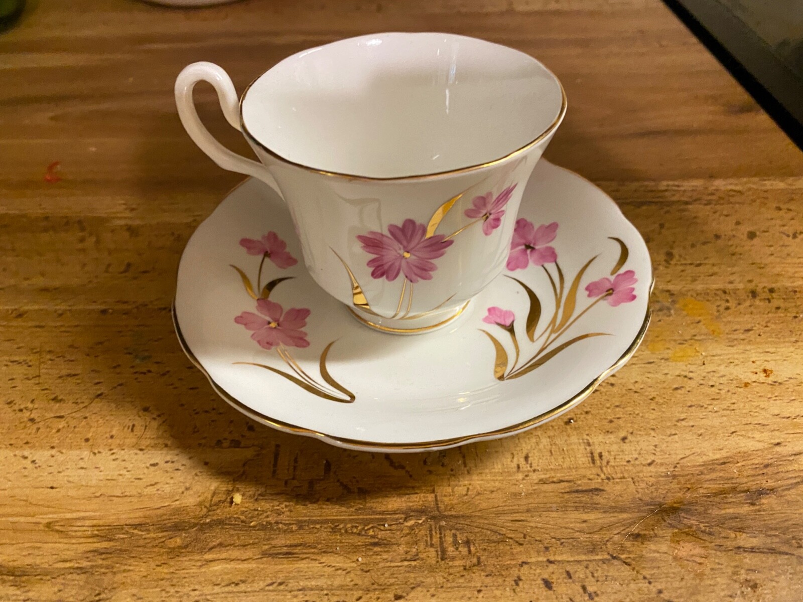 RARE! Alesbury Fine Bone China Cup & Saucer England Vintage