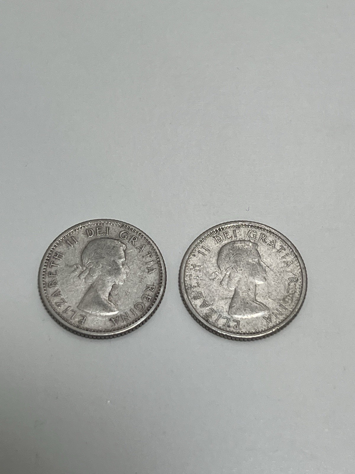2 Canadian Silver Dimes 1958 1963 – Vintage Canada 10 Cents Coins