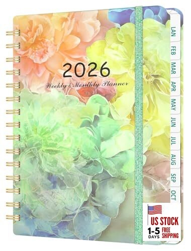 2026 Weekly and Monthly Planner - 2026 Hardcover Calendar Spring Flower
