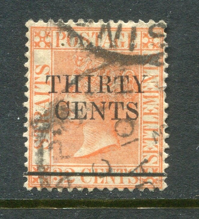 Straits Settlements #76 Victoria Surcharge 30 C. [Used]