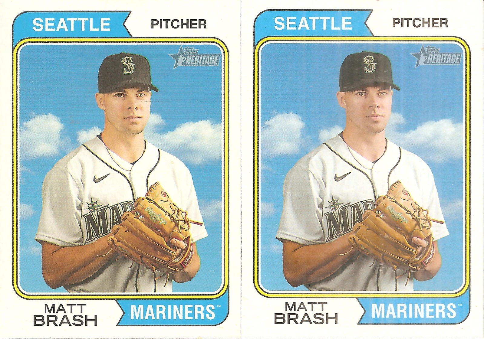 2 CARD 2023 TOPPS HERITAGE MATT BRASH BASEBALL CARD LOT
