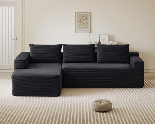 97inch Boneless L-Shaped Sectional Sofa with 97" L-Shaped Left Facing Black