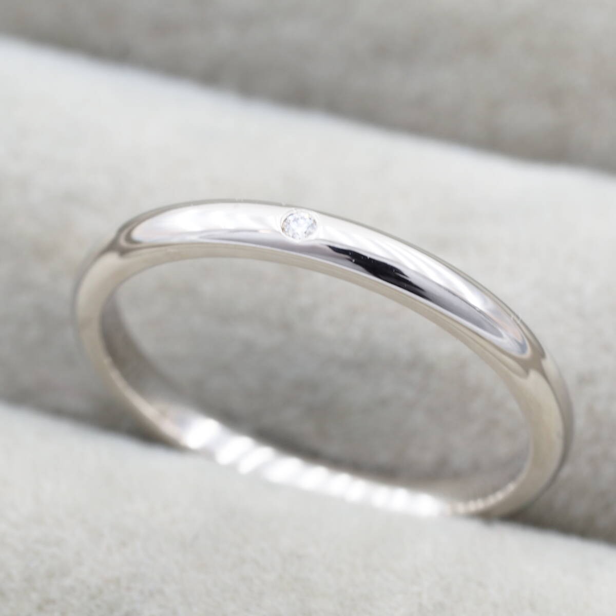 Tiffany Ring, 1 Diamond, Classic Band, Wedding, Pt950