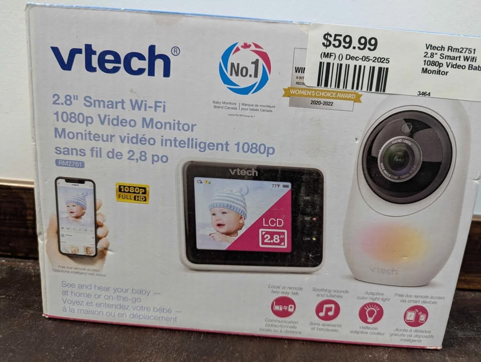 VTech RM2751 - 2.8" Smart Wi-Fi,1080p Video Baby Monitor