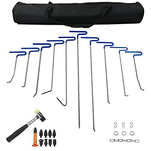  28PCS Paintless Dent Removal Rods Stainless Steel Kit with Rubber B Rods