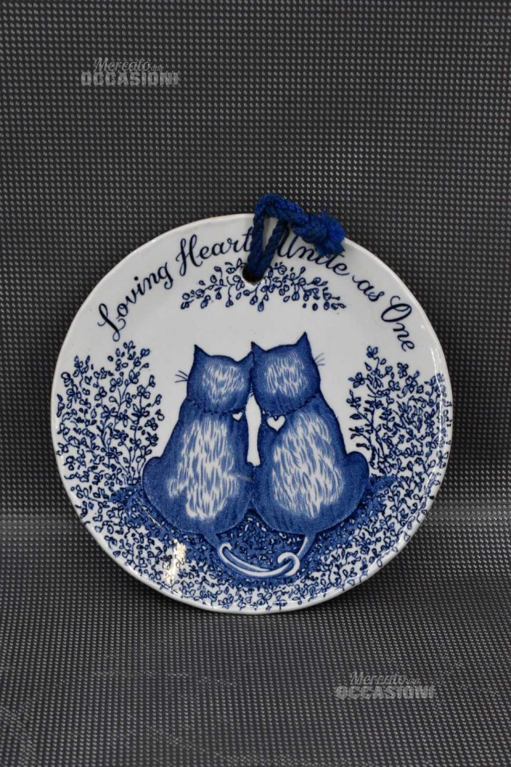 English Ceramic Plate Kittens Loving Heart Unite As One