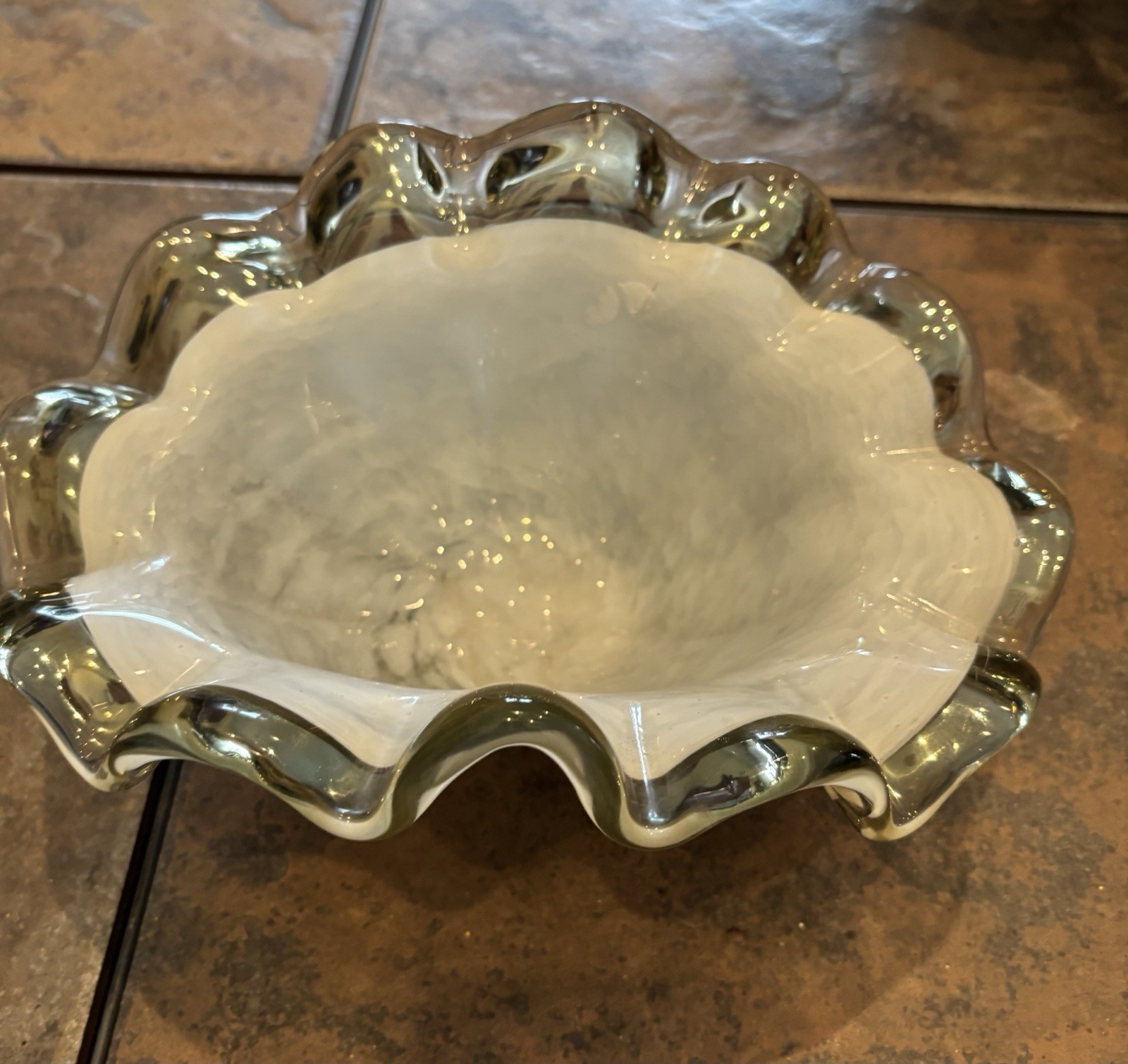 Vintage White Murano White Cristal Bowl