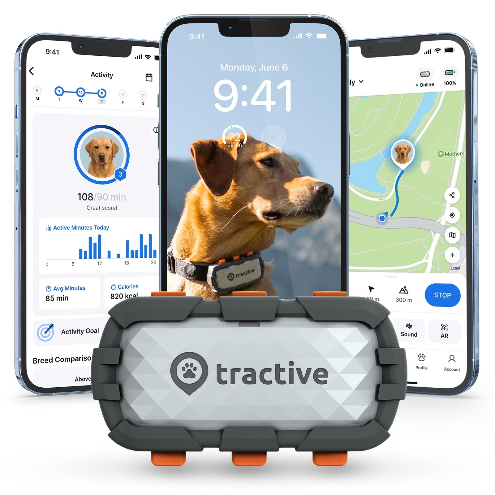 Tractive XL GPS Tracker & Health Monitoring for Dogs (50 lbs+) - Market Leading