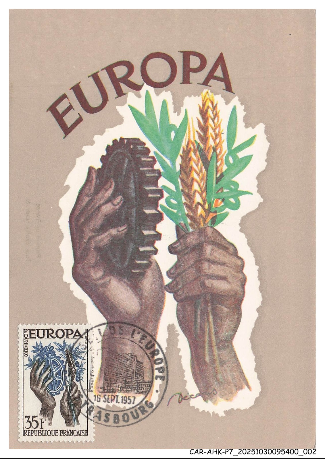 CAR-AHKP7-0396-MAXIMUM CARDS - STRASBOURG - EUROPA - 1957