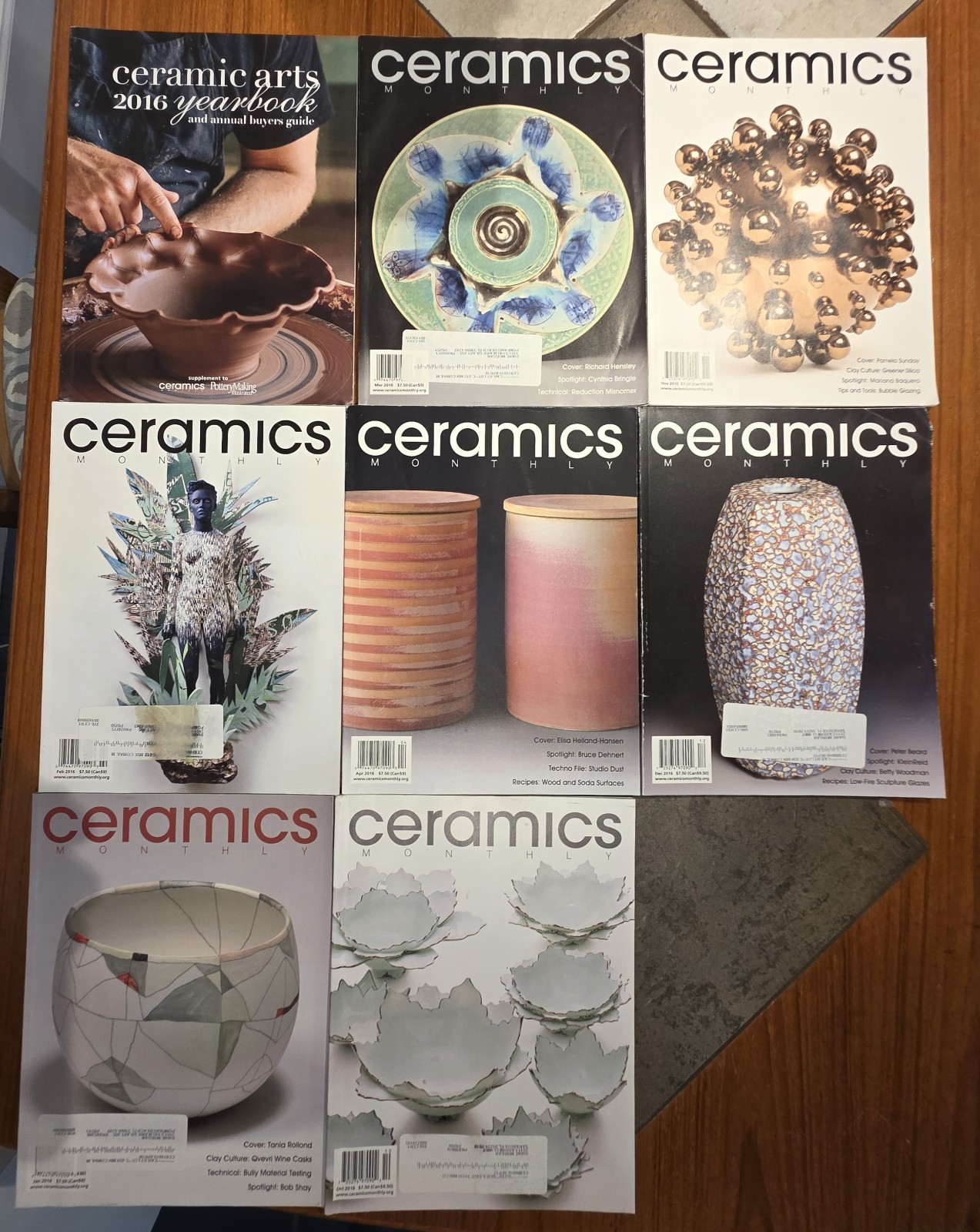Ceramics Monthly Magazine Lot of 8 From 2016