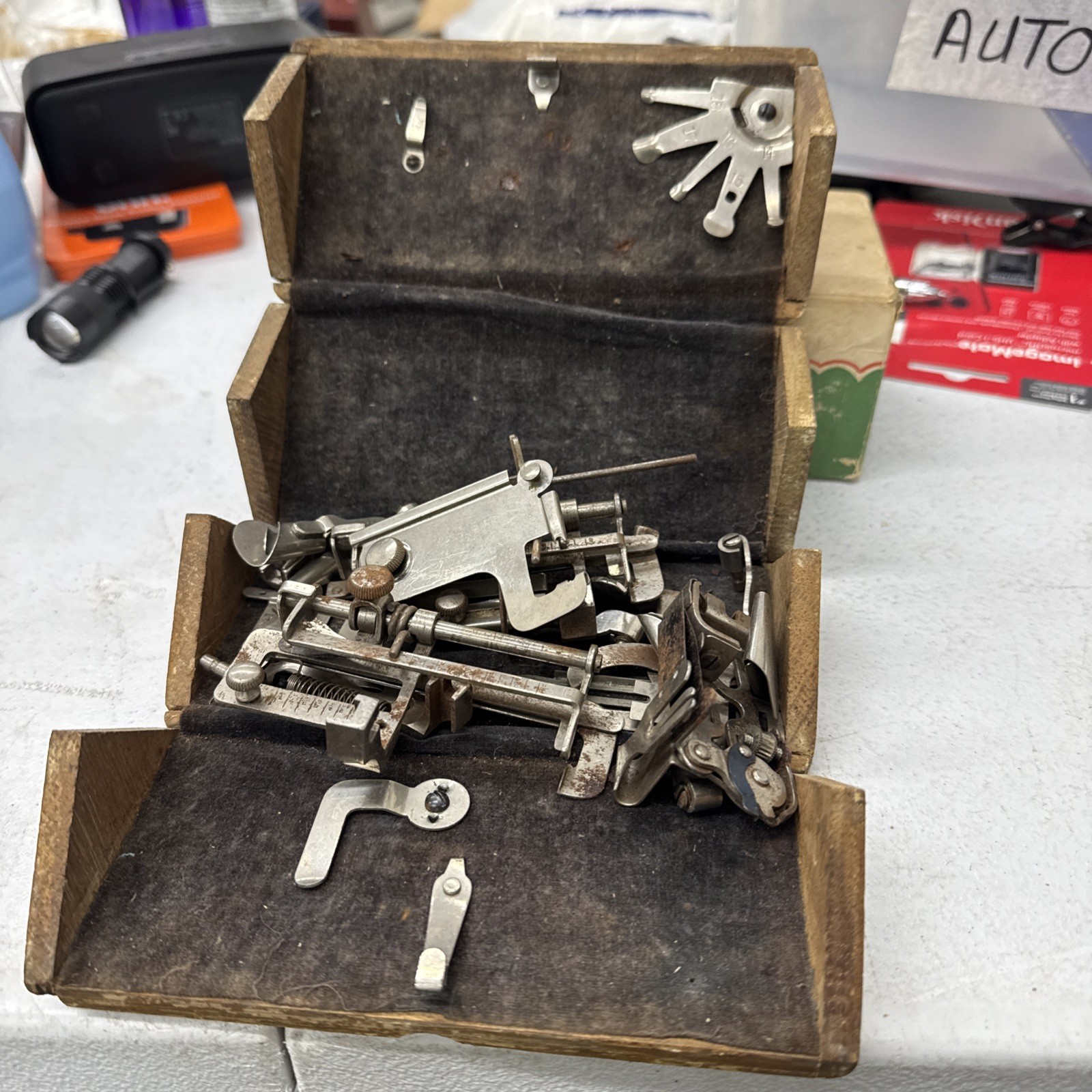 Singer Sewing Puzzle Box with Attachments Antique Collectible 