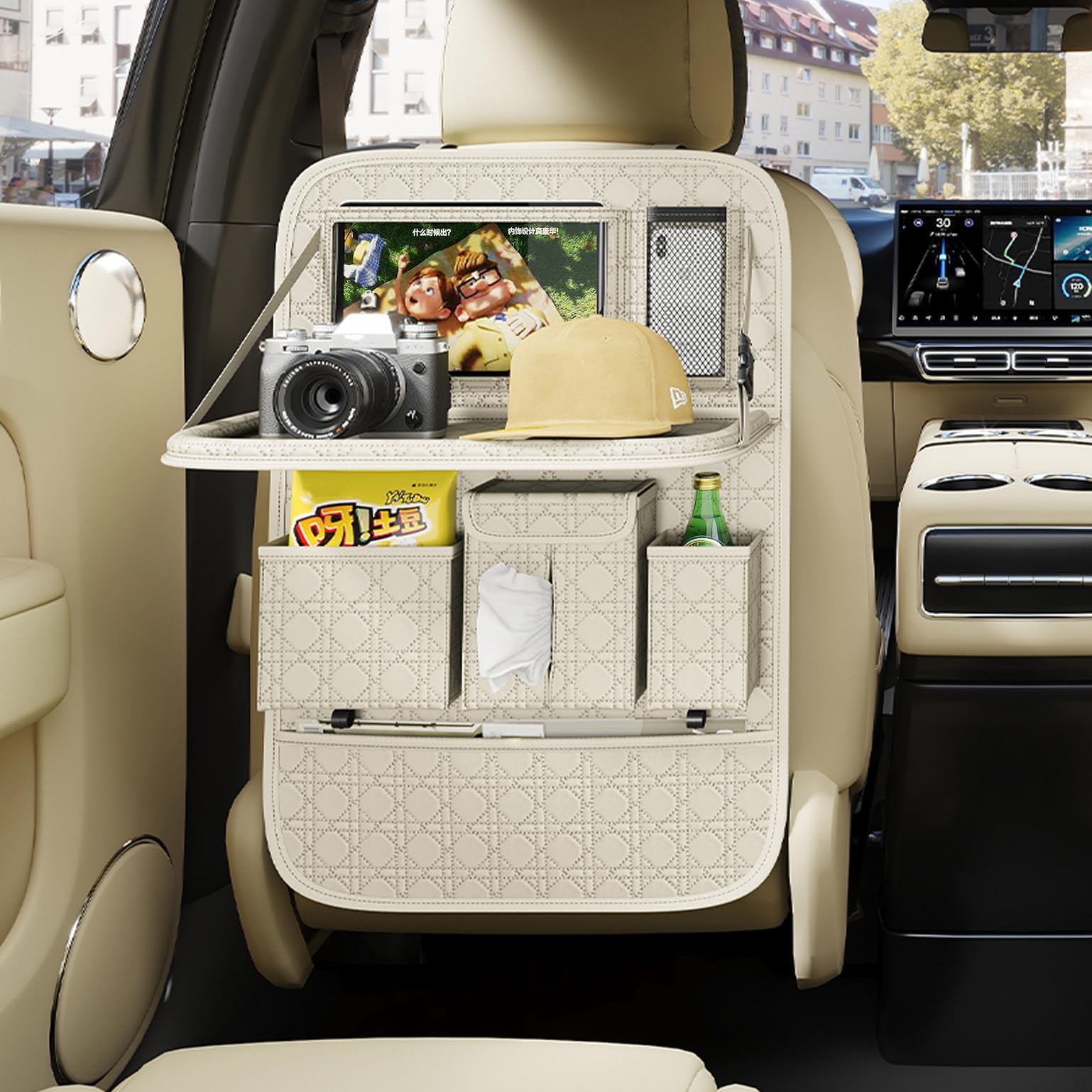 Backseat Car Organizer 1 Pack, Car Back Seat Organizers with Tray,Multifuncti...