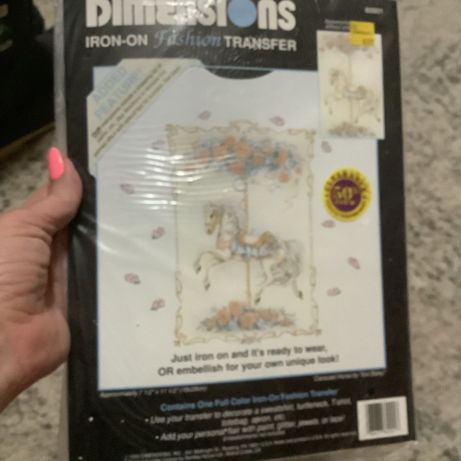 Dimensions Colorful Iron On Transfer Carousel Horse Great For Canvas Bags Aprons