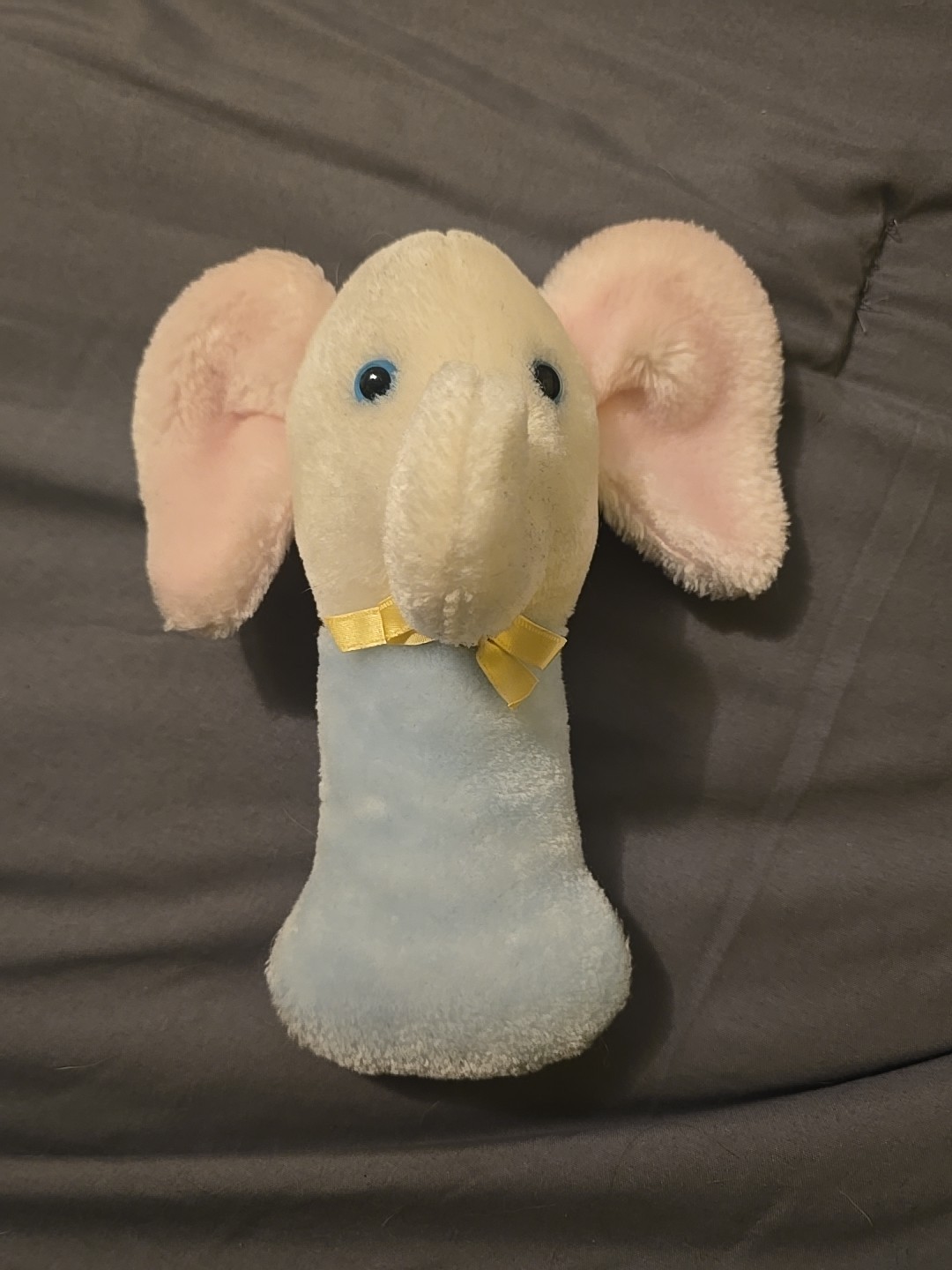 7" VINTAGE EDEN PASTEL BABY BLUE PINK WHITE ELEPHANT STUFFED ANIMAL PLUSH TOY