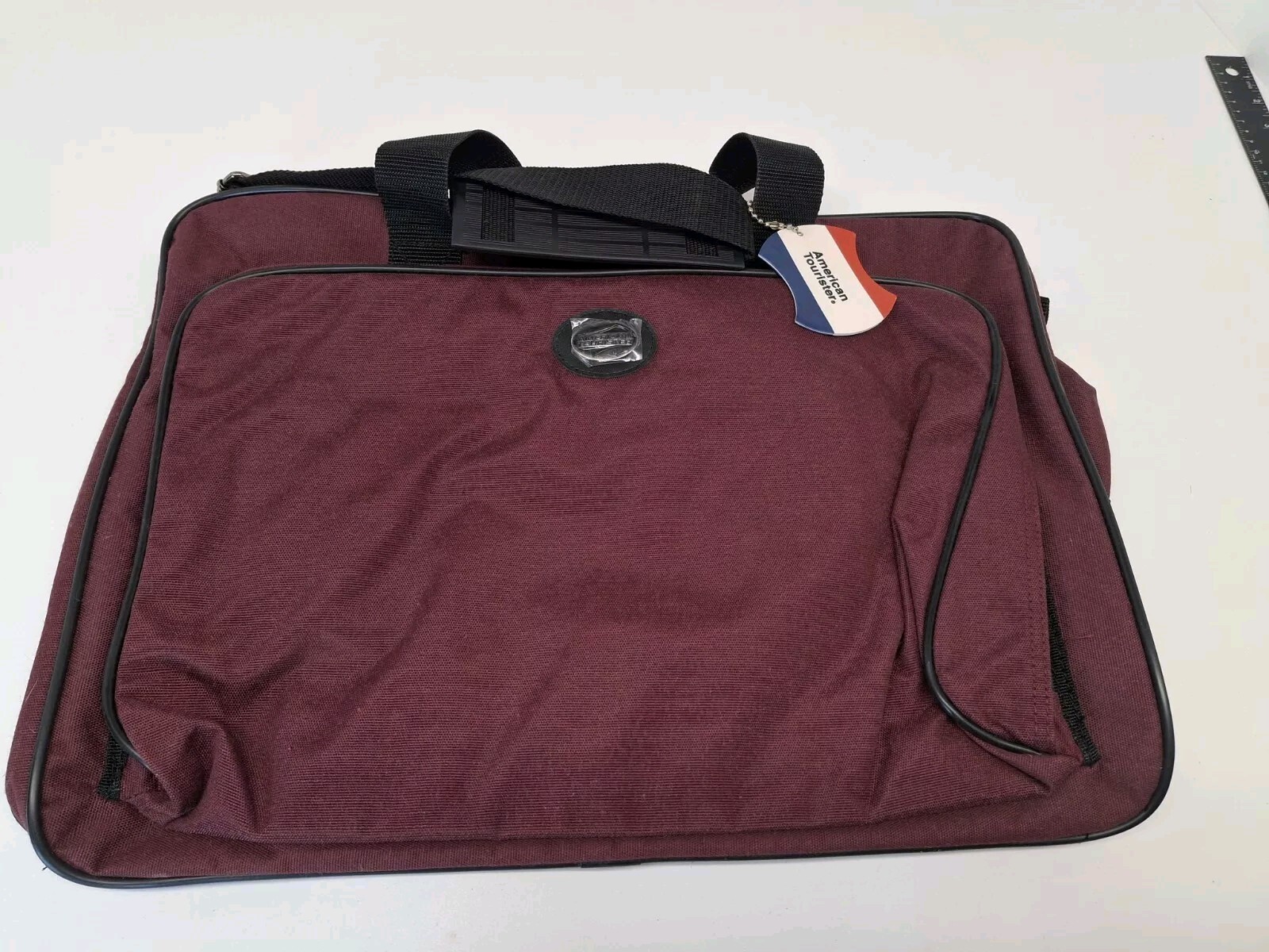 VINTAGE RED AMERICAN TOURISTER CARRY ON TOTE LUGGAGE BAG CANVAS