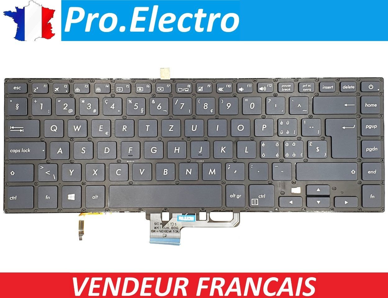 Original: ASUS UX550V AEBKH500020 NSK-WK38Q Qwertz Keyboard