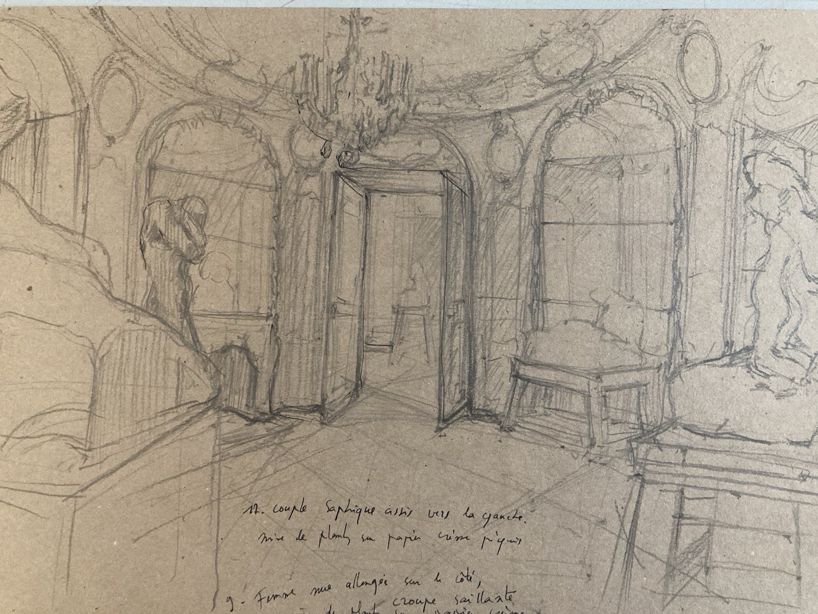 Beautiful Drawing Log Auguste Museum Sculpture Pencil 1970 to Identify Art Old