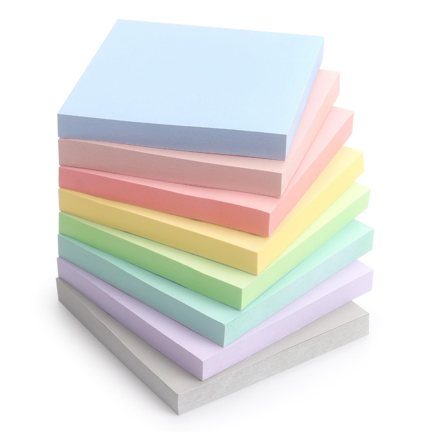Sticky Notes 3x3 Inch, 8 Pads Light Colors inch, 8 