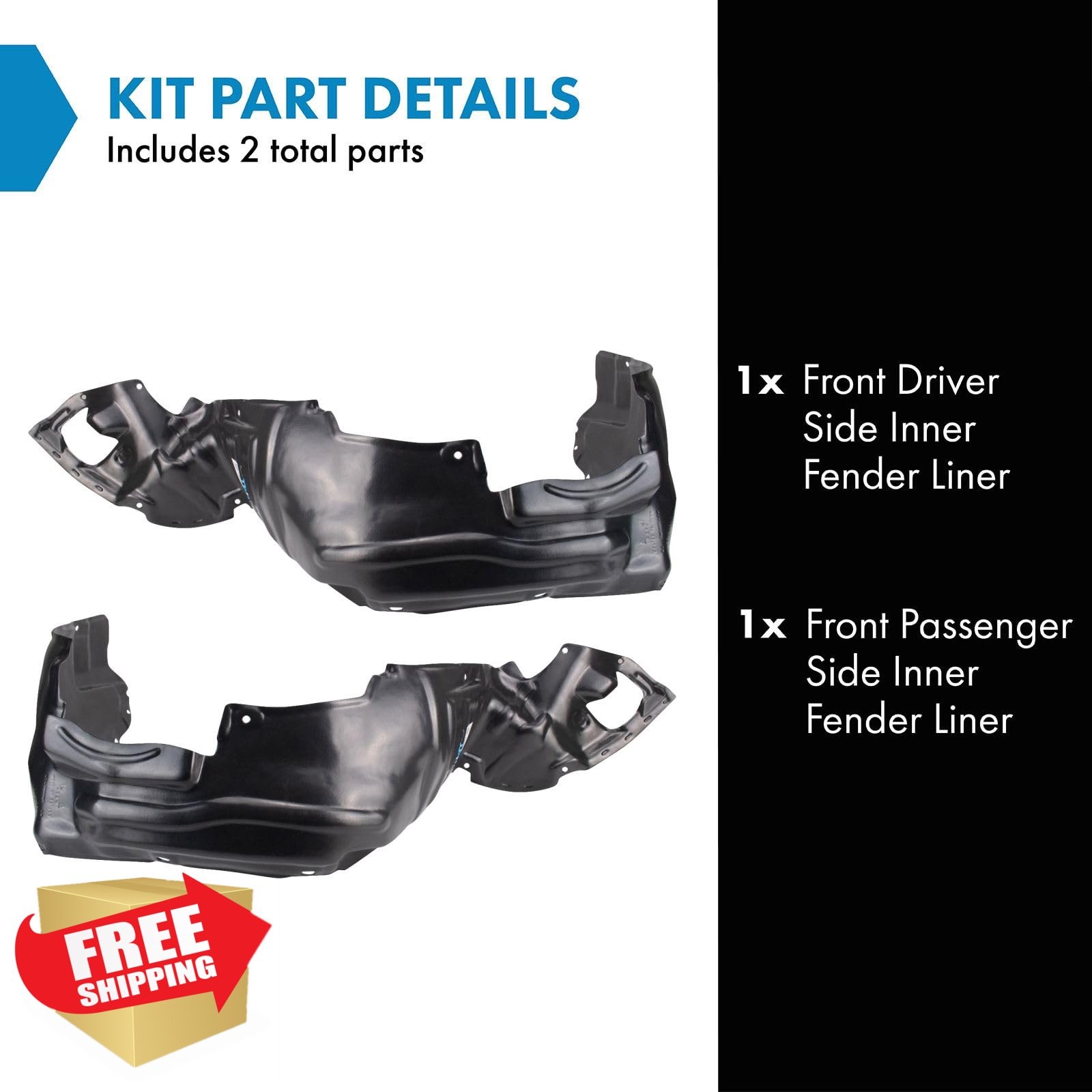 TRQ Front Inner Fender Liners Lexus RX300 99-03