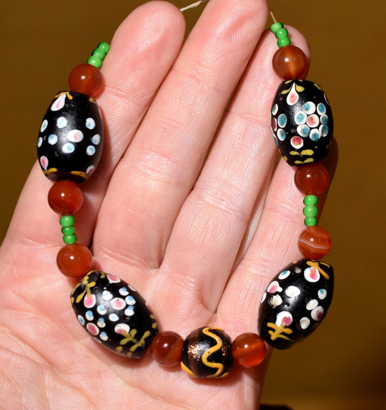 Antique Venetian French Ambassador Lampwork Fancy Floral Beads VIA African Trade