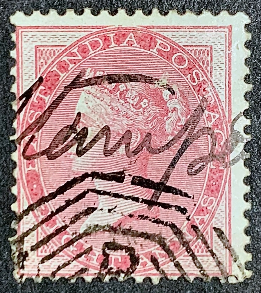 INDIA QV 1856 8a Pale Carmine SG #49 Used VFU with Octagonal Pmk. CAT £45+