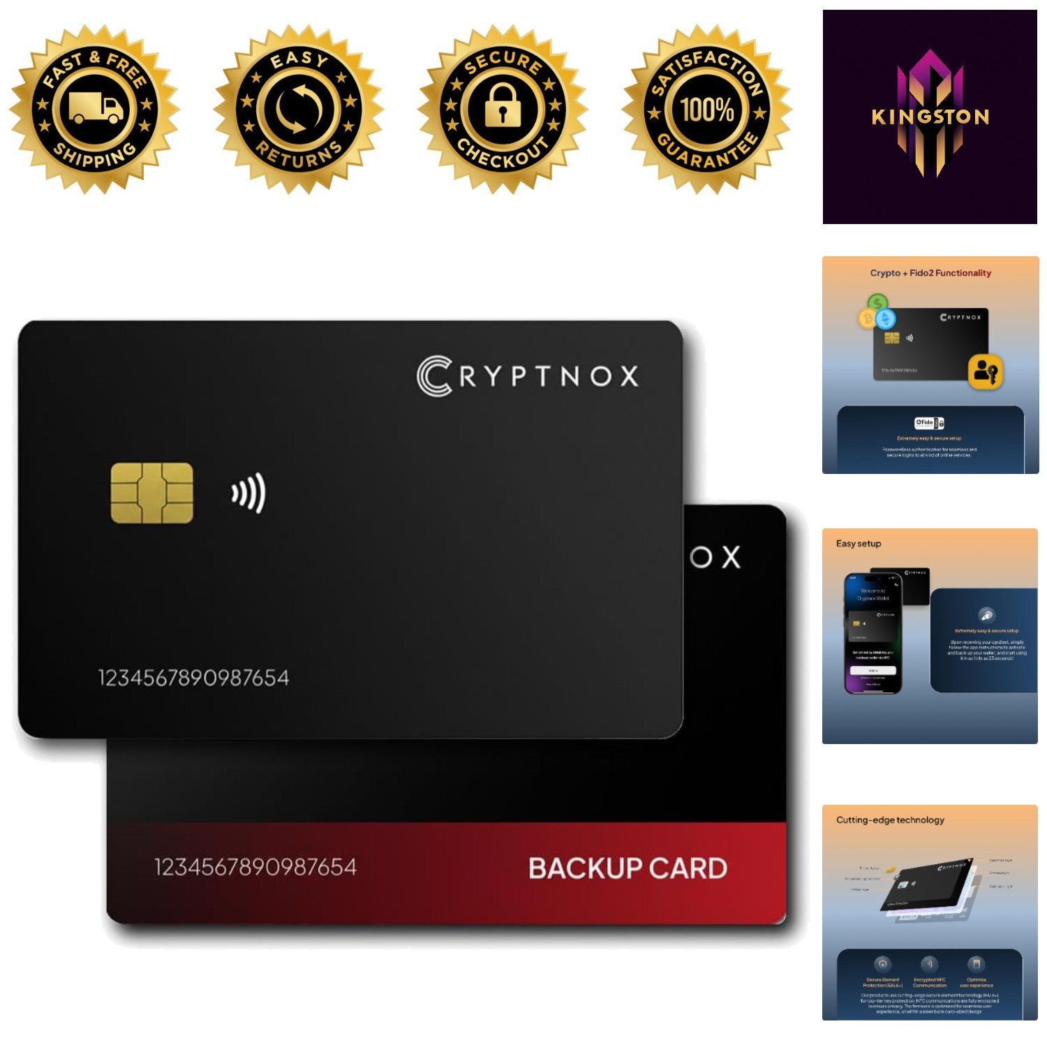 Biometric Crypto Wallet Duo: Encrypted NFC Storage for Digital Assets, Pack of 2