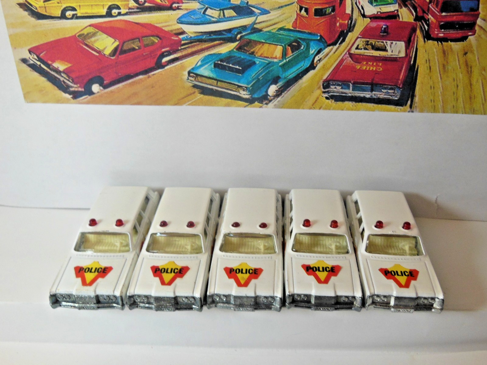 Set of 5  Matchbox Superfast "LOOSE"-# 55 Police Car  OLD STORE STOCK