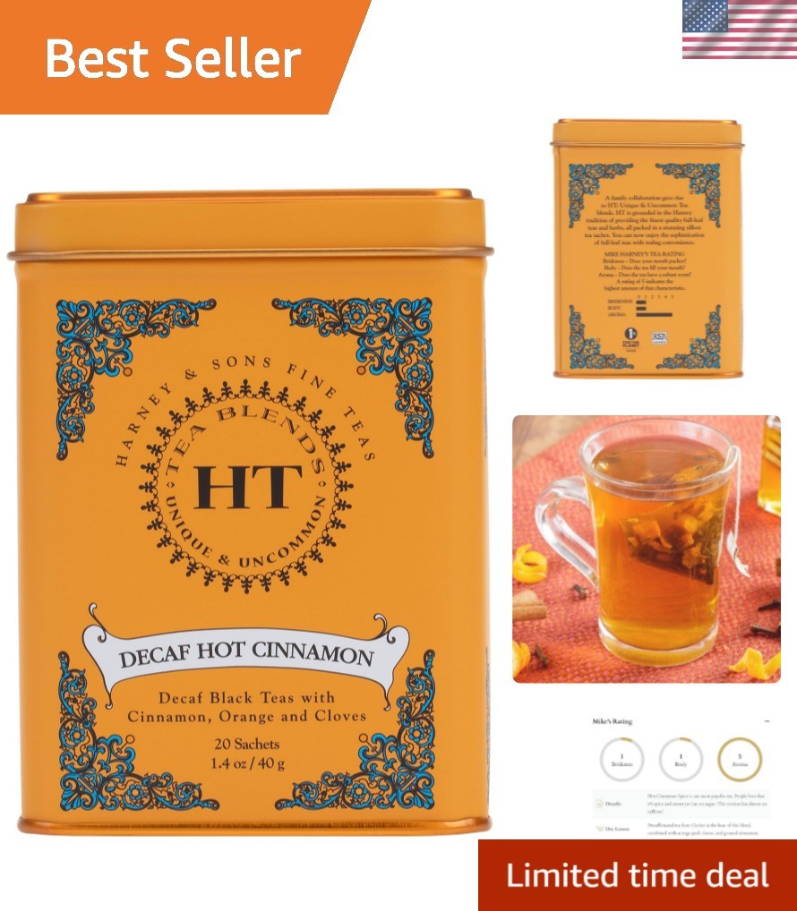 Harney and Sons Decaf Hot Cinnamon , Decaf Flavored Black 20 Sachets per Tin ...