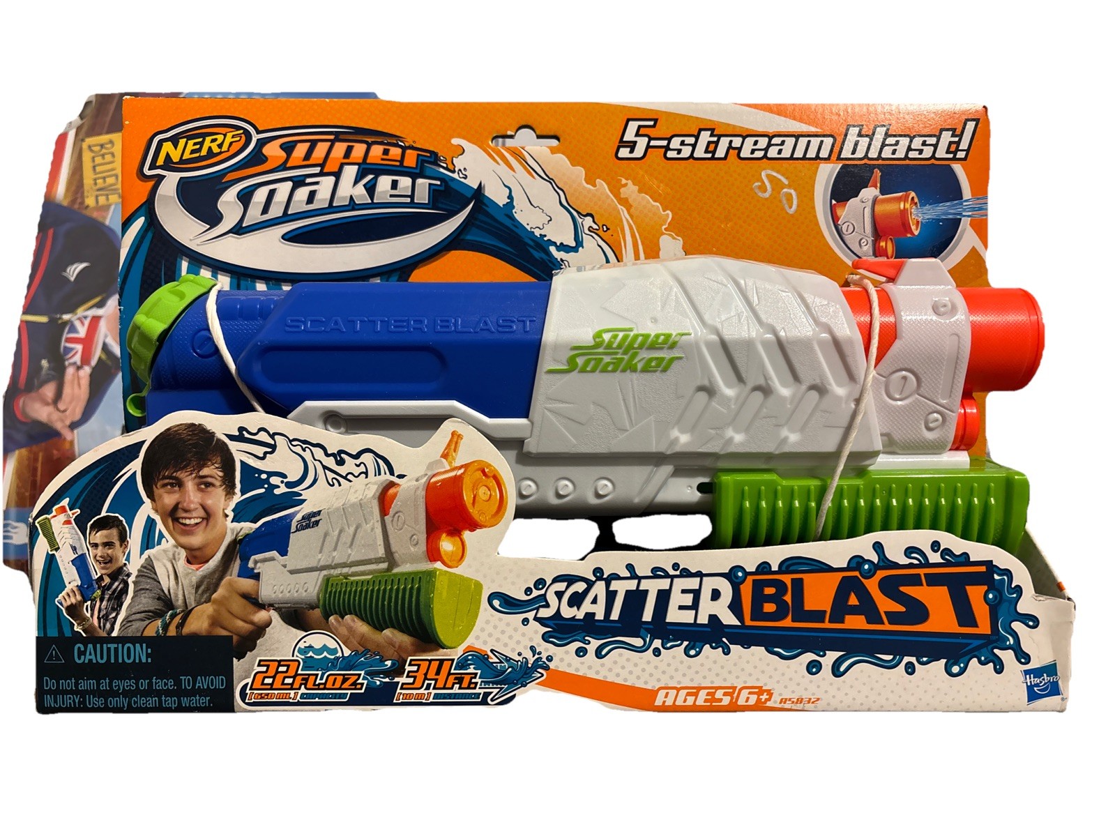 Hasbro 2013 Nerf Scatter Blast Super Soaker Teal&Green Pump Action Water Gun Toy