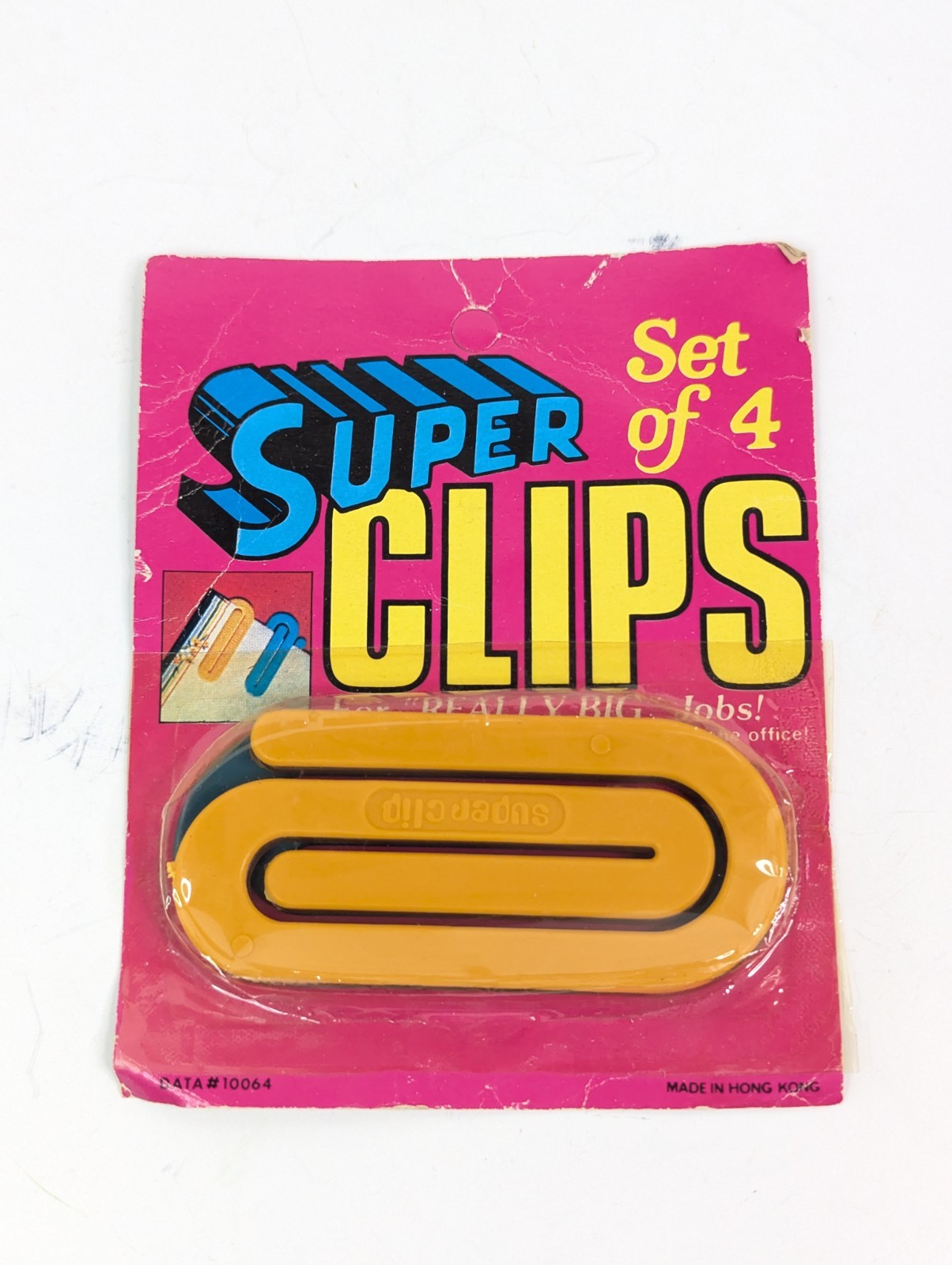 Vintage THE BIG CLIPs Large Jumbo Plastic 4” Paperclips 1980s Office 4 Colors