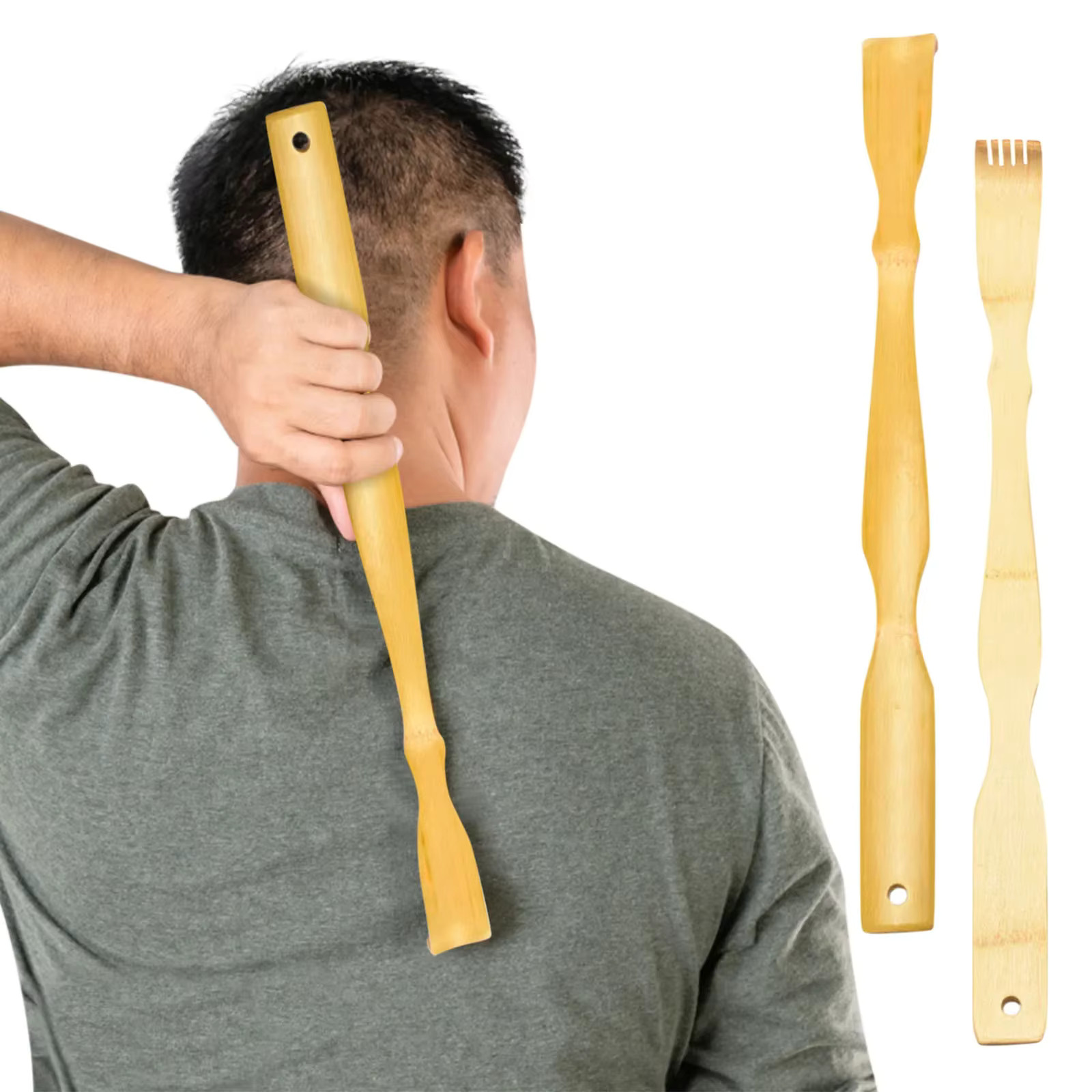 Bamboo Back Scratcher Aid Stick Scratching Massage Roller Long Wooden Body Large