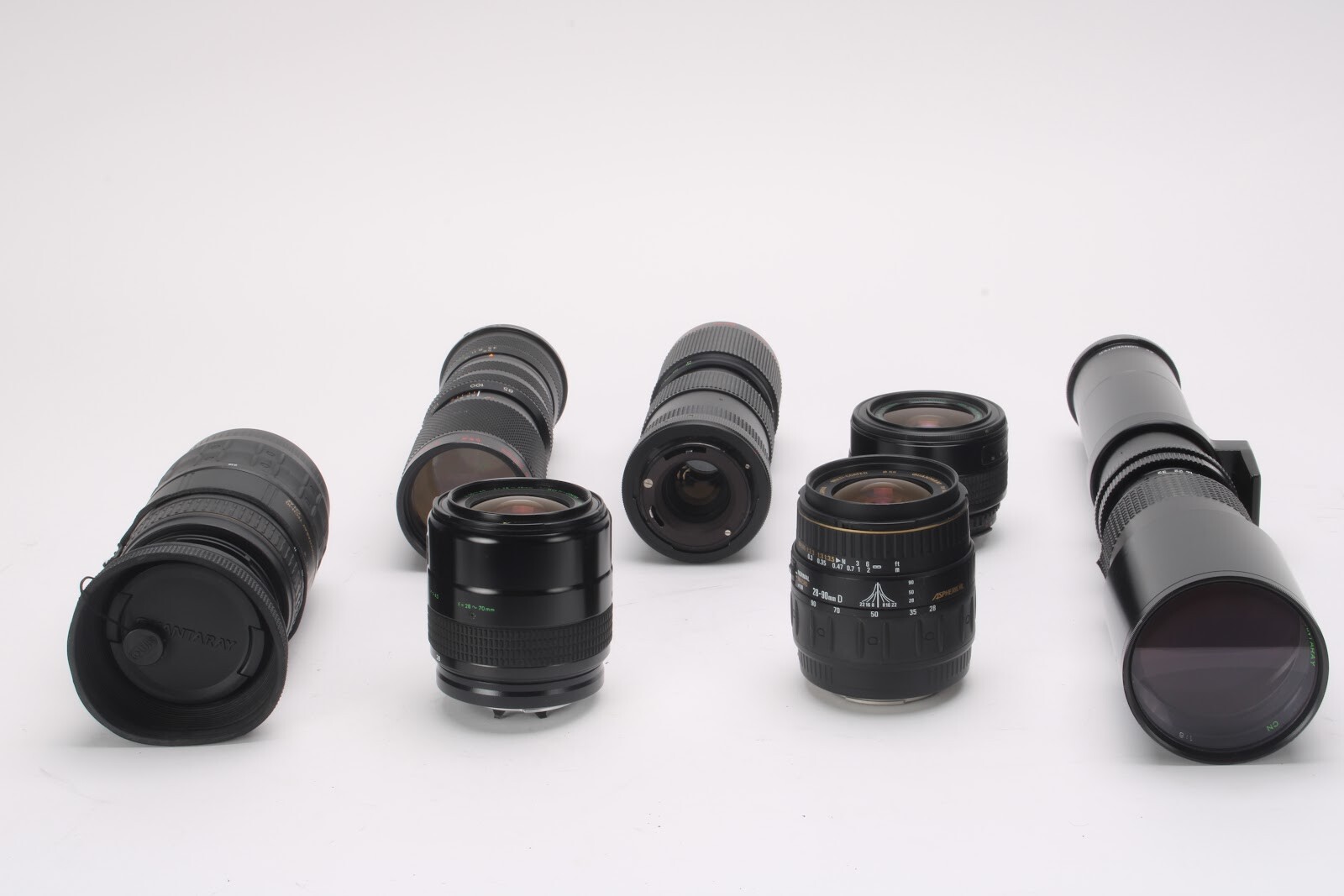 Quantaray 28-70mm, 35-70mm,500mm, 70-300mm, 28-90mm, 85-210mm Lot of 7 Lenses