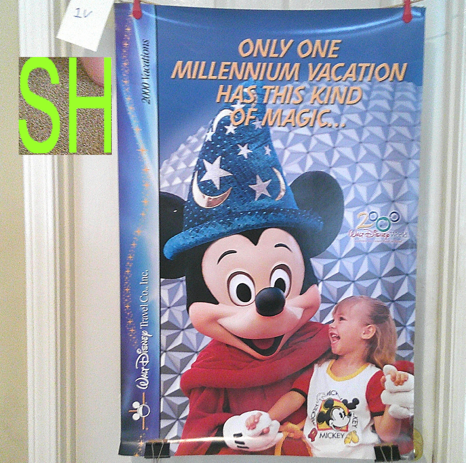 Vtg Disney World Travel Agency Poster 36x24 Year 2000 Millennium EPCOT Mickey