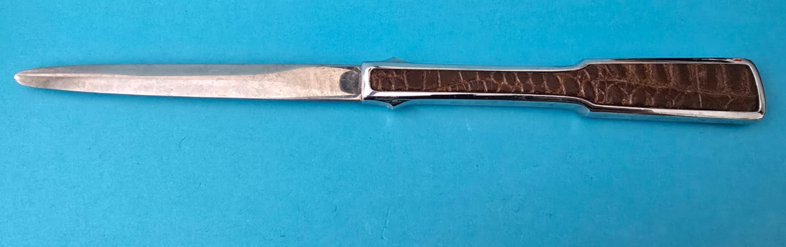 Vintage Carvel Hall Metal & Leather Handle Letter Opener 8" Stainless USA DYAS