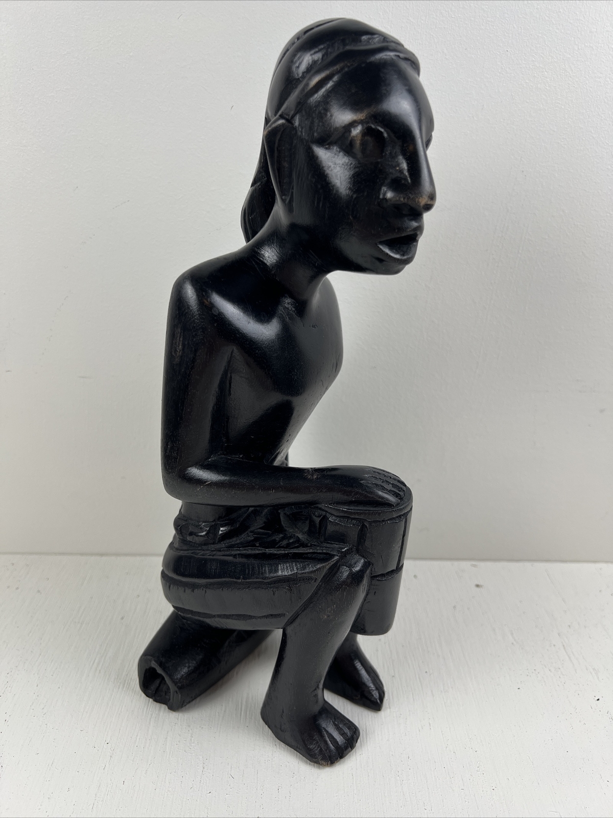 Vintage Angola African Tribal Art Carved Wood Sculpture 12"