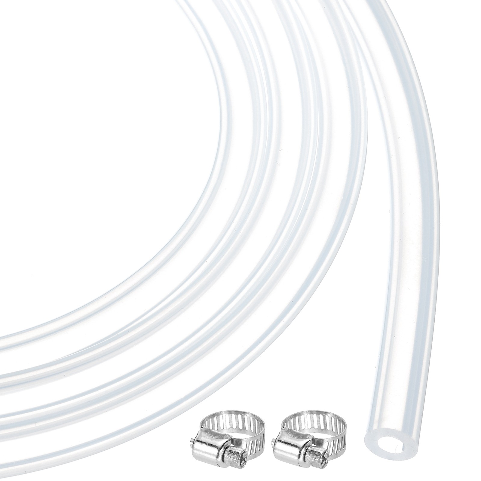 3.3ft Clear Silicone Tubing 4.8mm x 7.9mm Plastic Tube with 2pcs Clamps