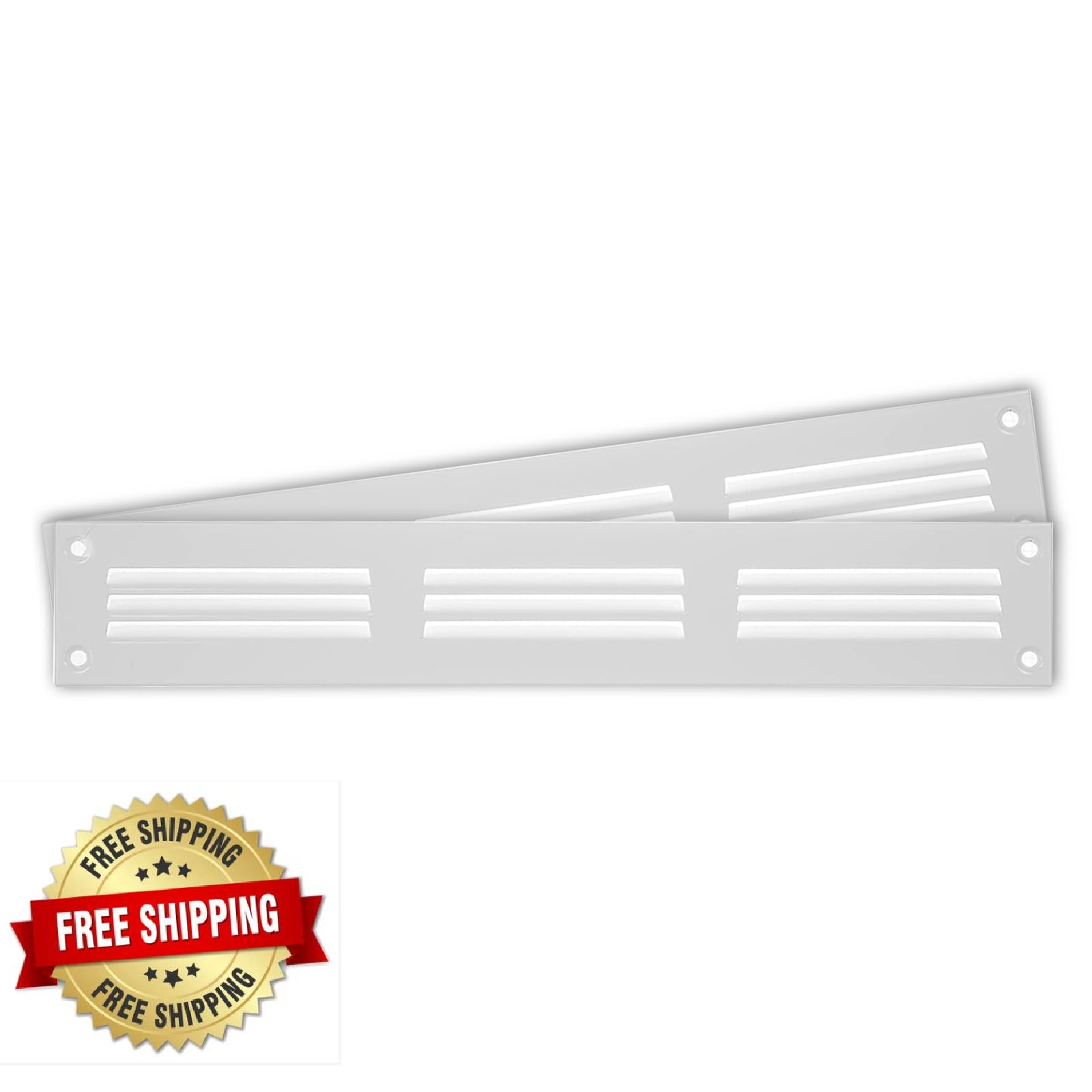 2-Pack Repa Market 12x2" White Galvanized Steel Louvered Air Vent Cover Grill