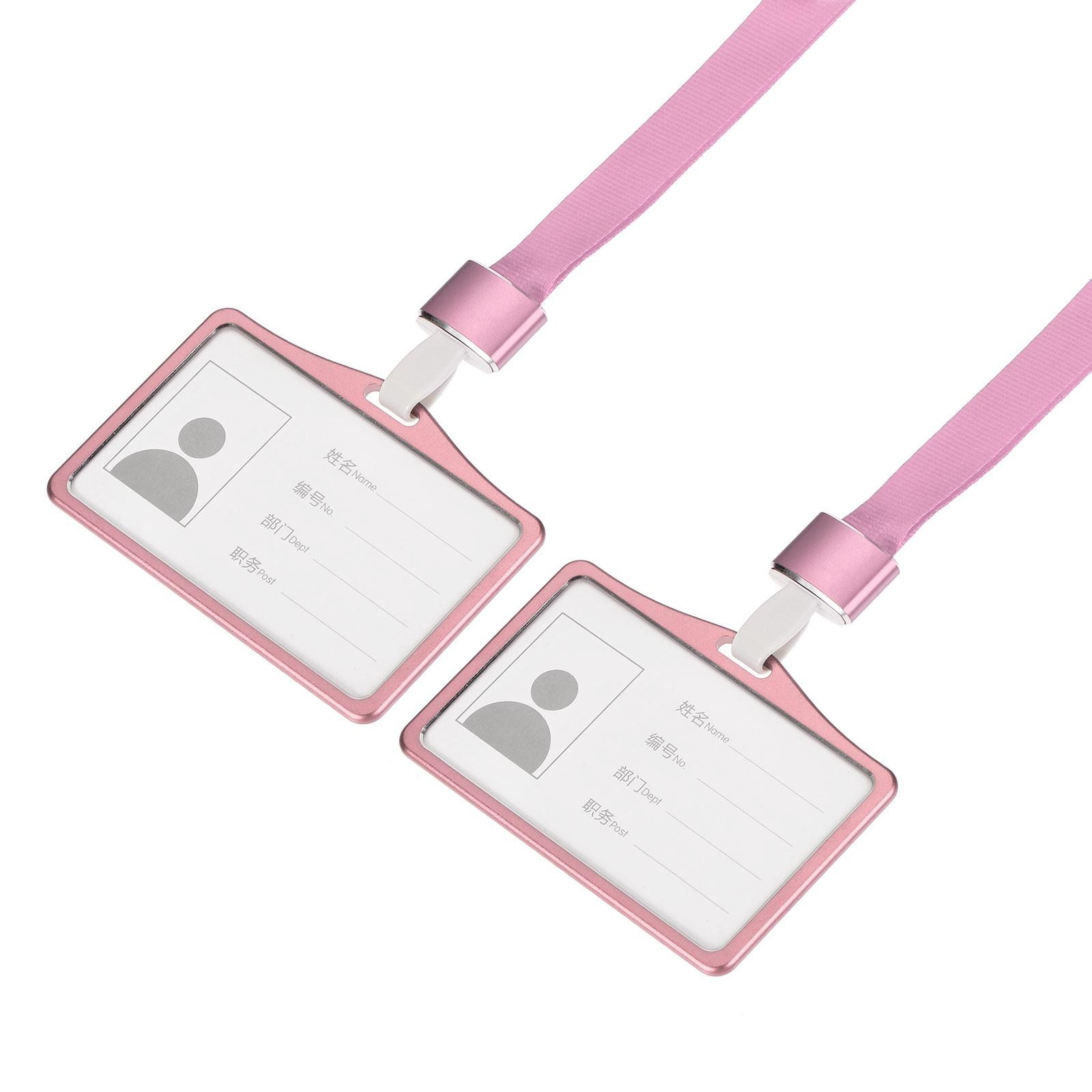 Badge holder 9.2x6.5cm with detachable drawstring neck, rose gold tone pcs 2