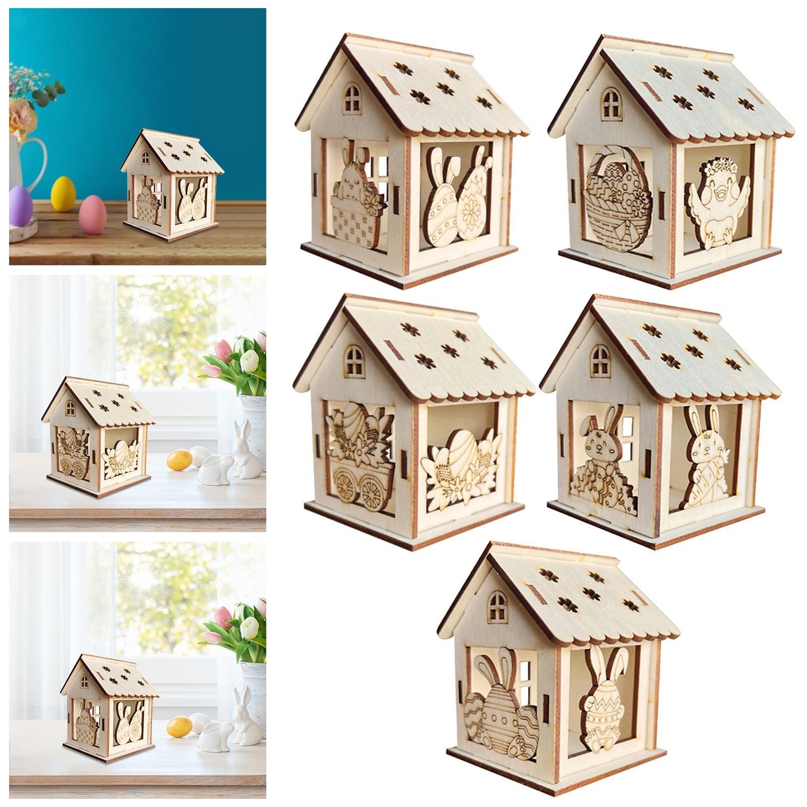 Wooden Spring Houses Craft Kit Festival for Table Centerpieces Easter Gift