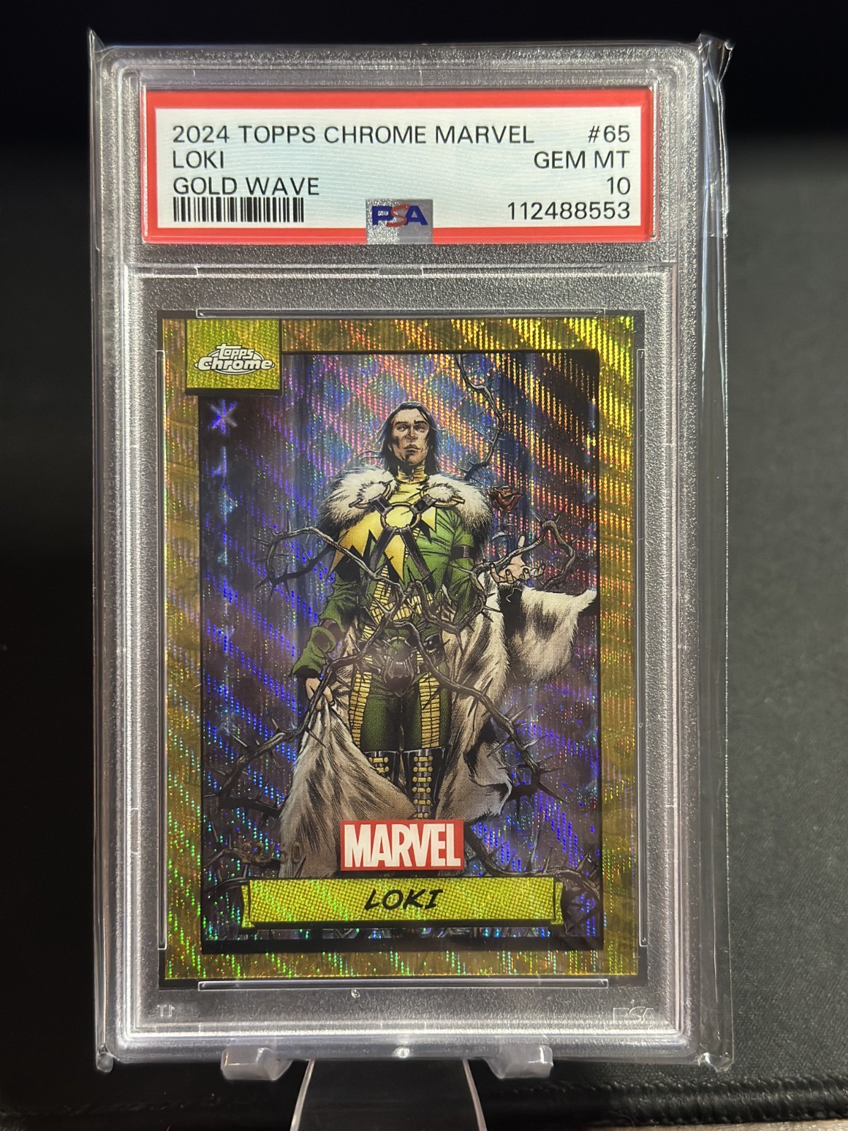 2024 Topps Chrome Marvel Gold Wave Loki /50 PSA 10