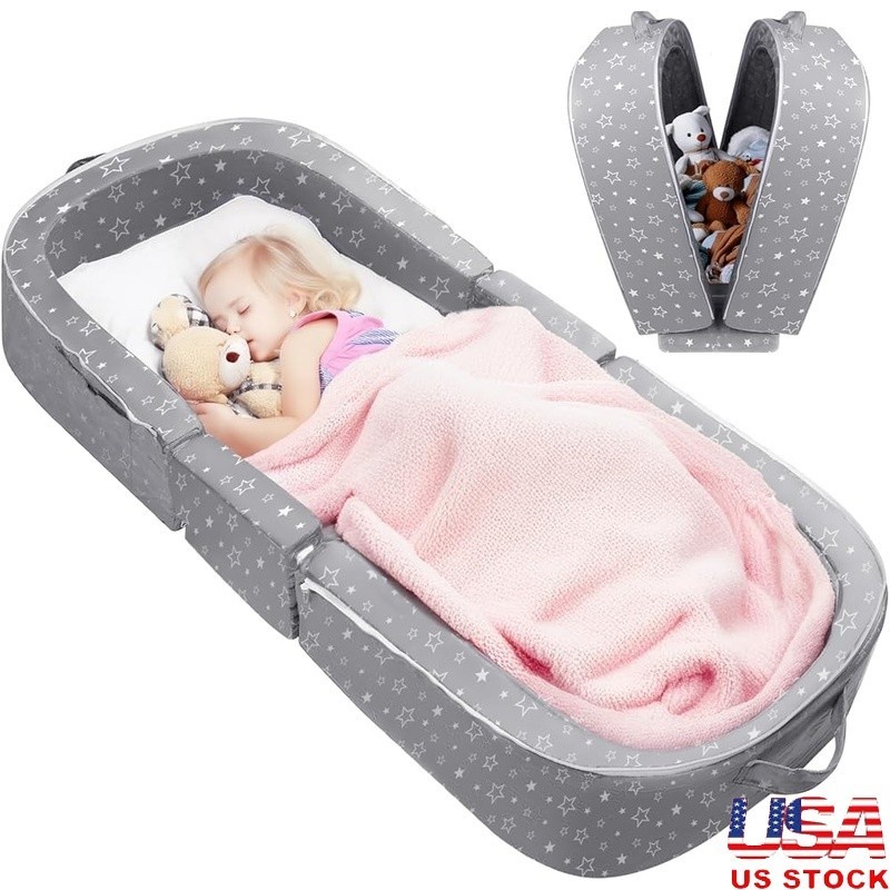 Portable Toddler Bed Travel Crib Lightweight 2-in-1 Folding Easy Clean New