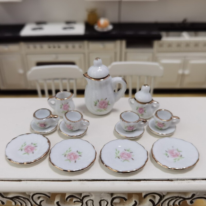 1:12 Scale Dollhouse Miniatures Mini Pocket Coffee Tea Set Model Accessories Set