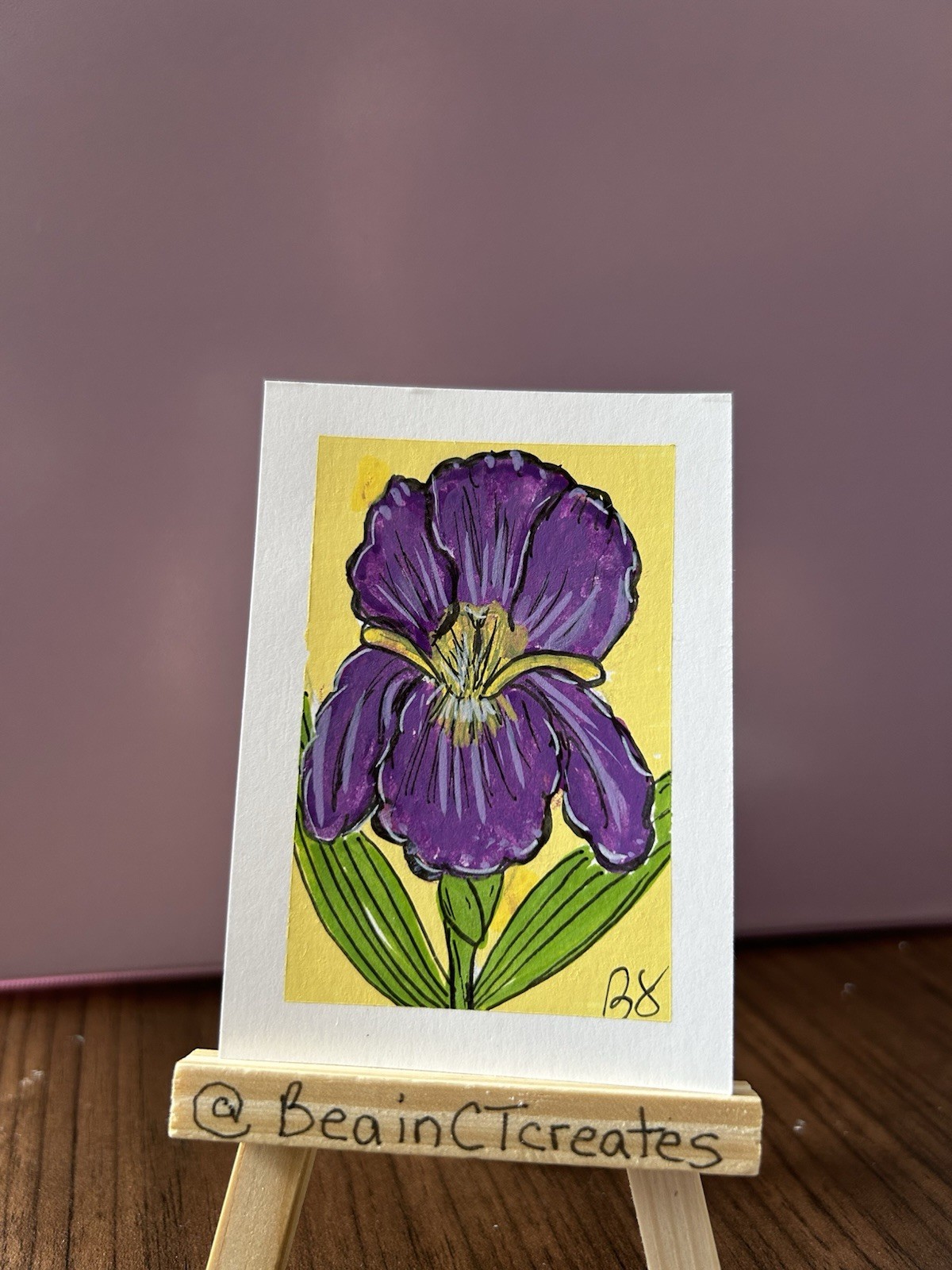 ACEO Original-FLOWER- BeainCT, Barbara Snow Acrylic Marker Drawing