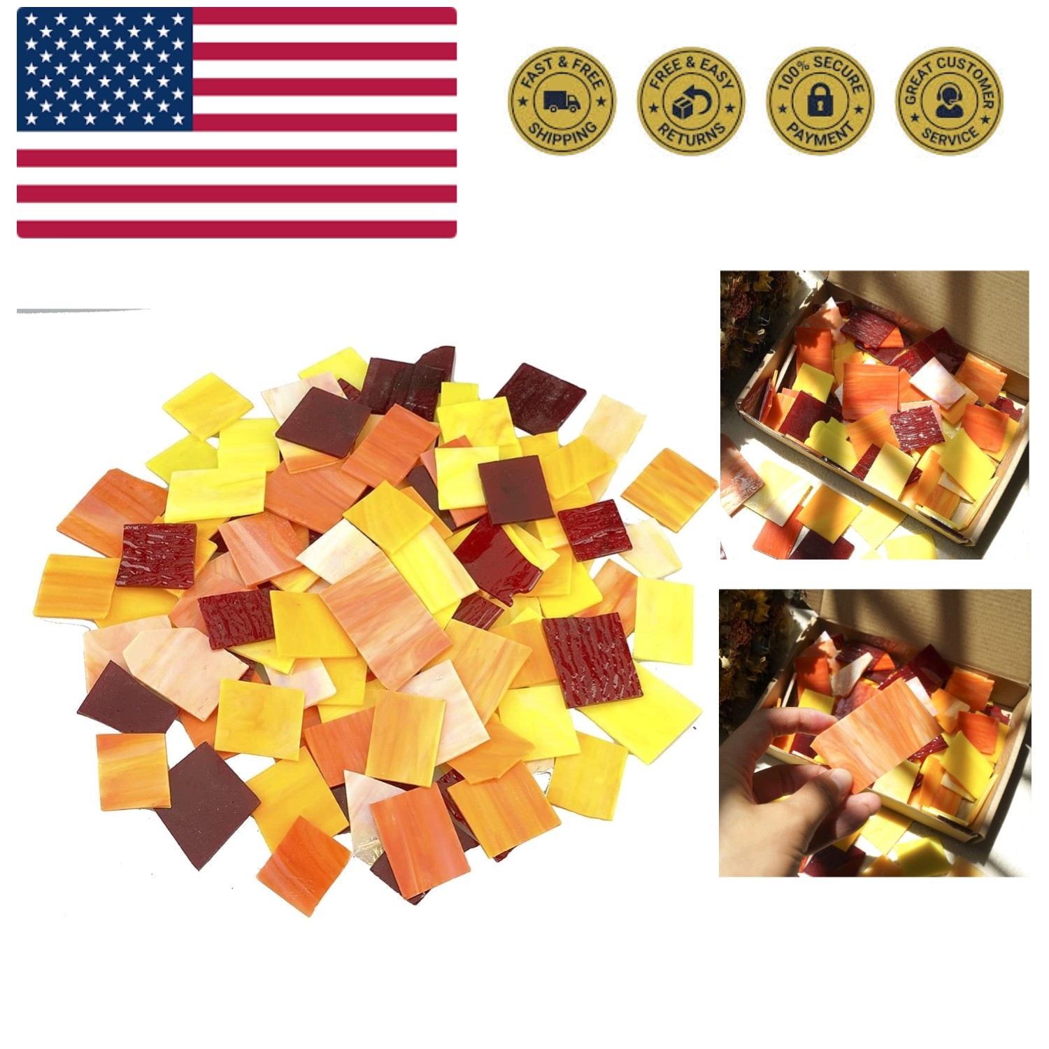 Stained Glass Sheets Pieces, Glass Mosaics Tiles for Artwork and Crafts Art P...