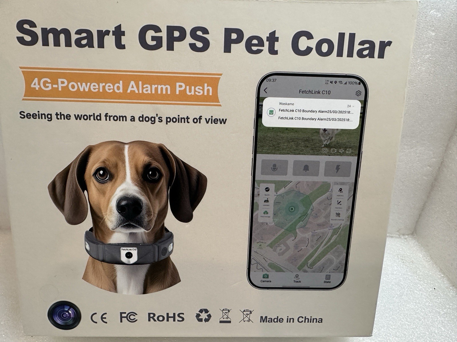 Smart Pet Collar FetchLink C10  4G – powered alarm push - New 2026
